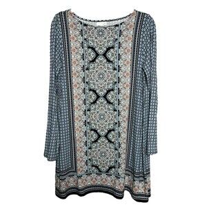 2/$30 J Jill Tunic Top Size M Multicolor Paisley Boho Western Stretchy Flowy